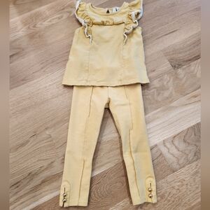 Janie and Jack Soft Yellow Top & Leggings Set - 3